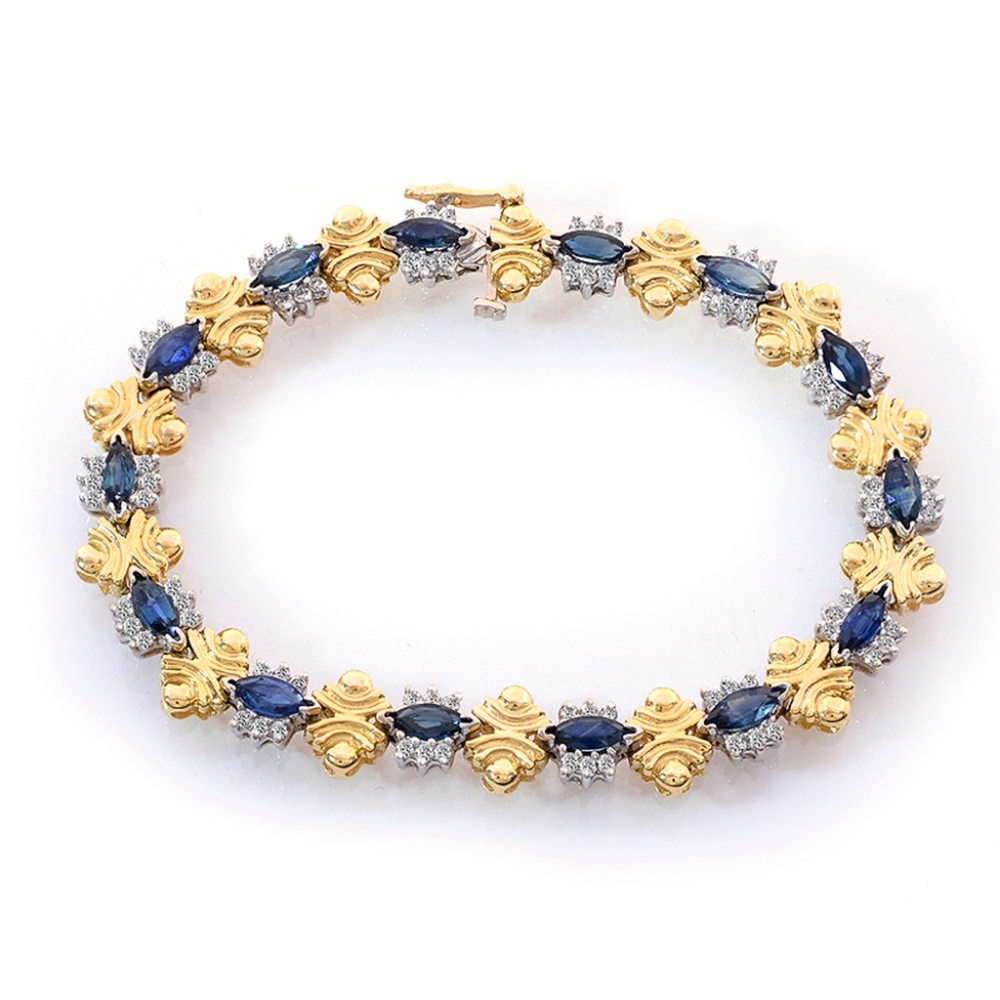 4.90 Ct Sapphire & Diamond Tennis Bracelet 14k